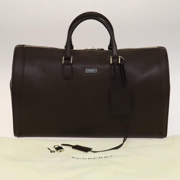 BURBERRY Boston Bag Leather Brown with the lock and key and dust bag - Picture 1 of 13